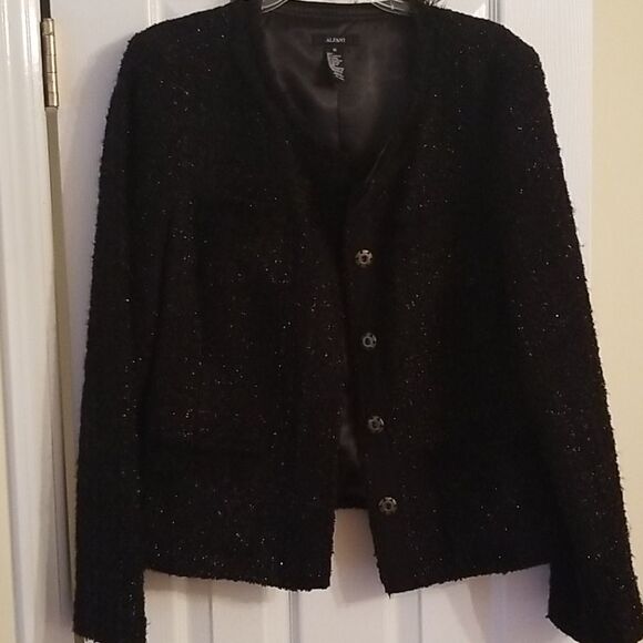 Alfani Wool Blend Jacket Black Womens Size 16 - Picture 2 of 9